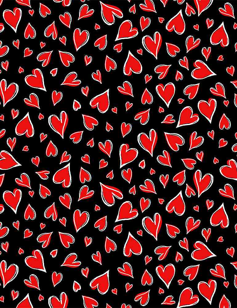 black background with red hearts