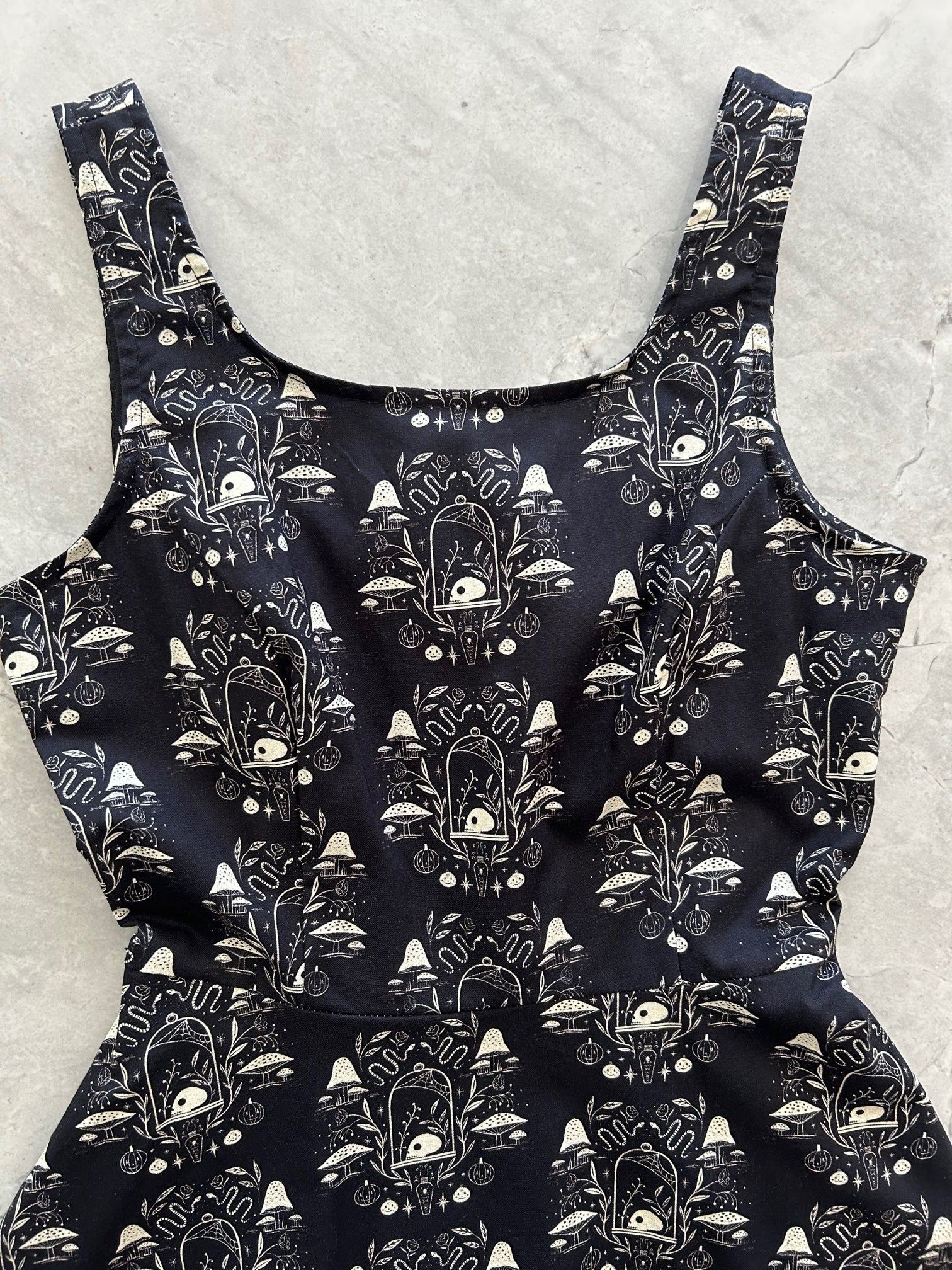 a close up image of bodice of our Apothecary Dress