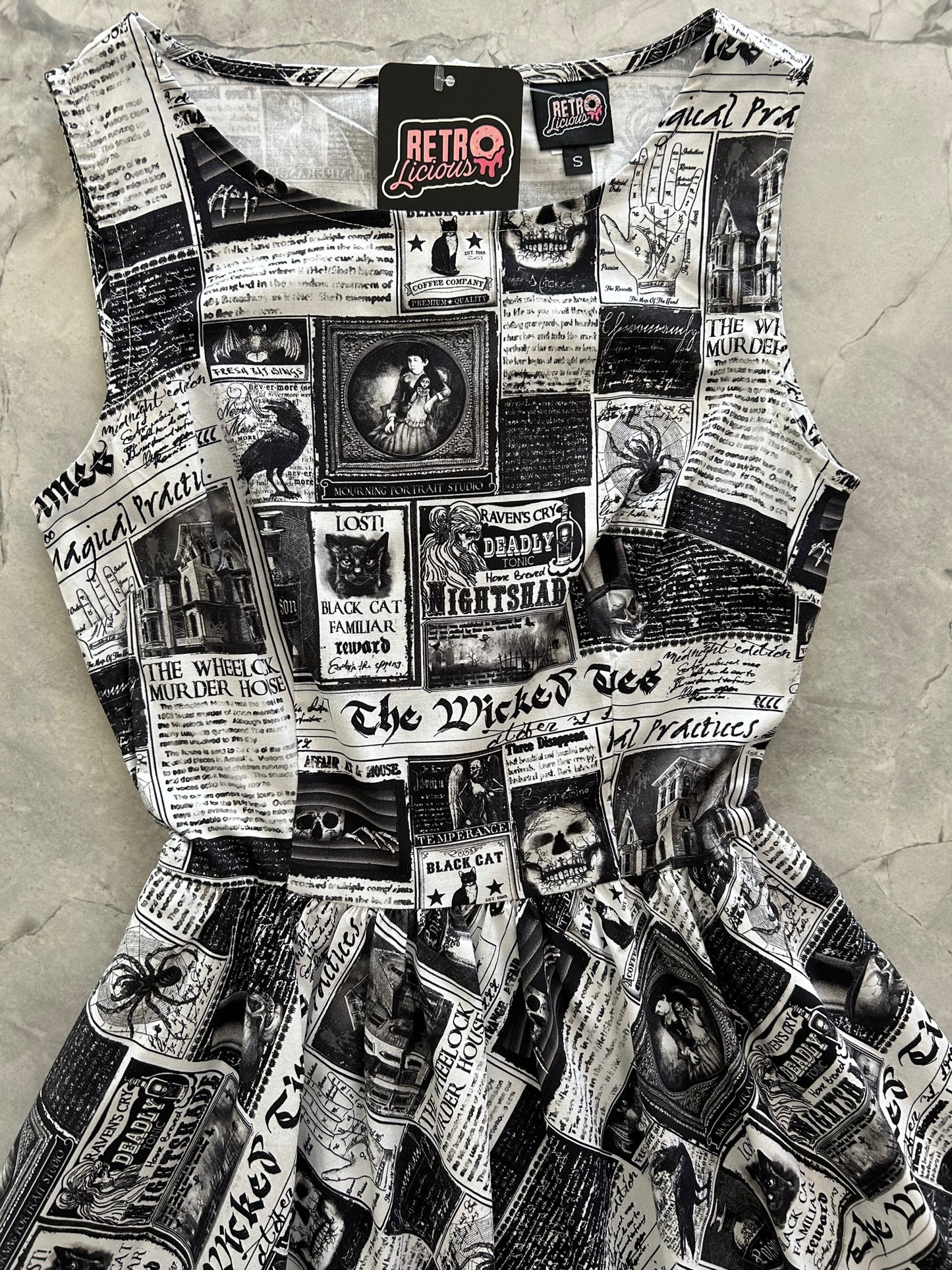 a bodice of our spooky print midi dress