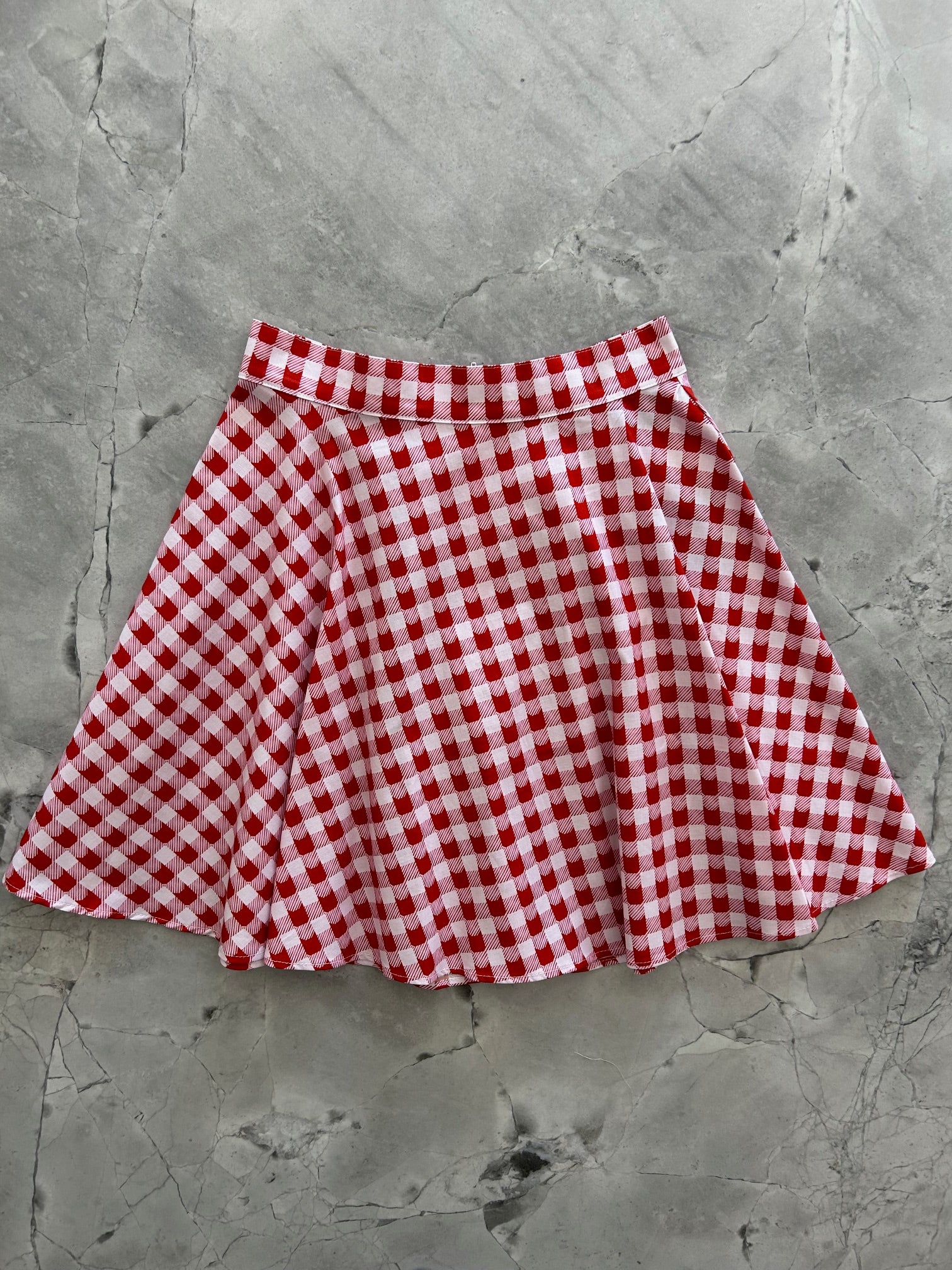 Clothes Red Vintage Skater Skirt Red Check Kitties Skater Skirt