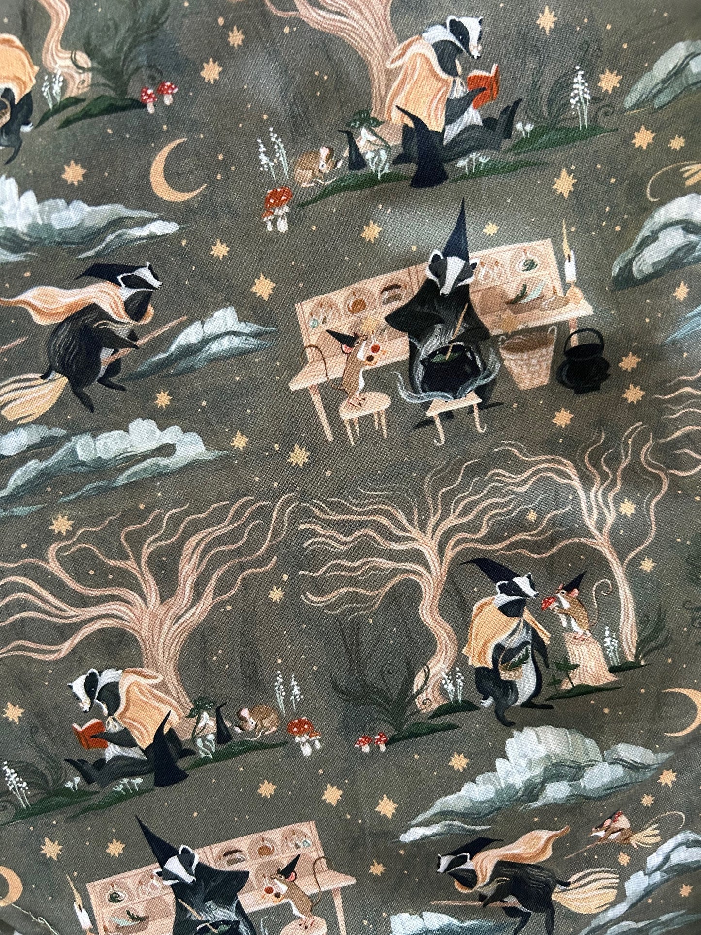fabric close up showing badger and mouse