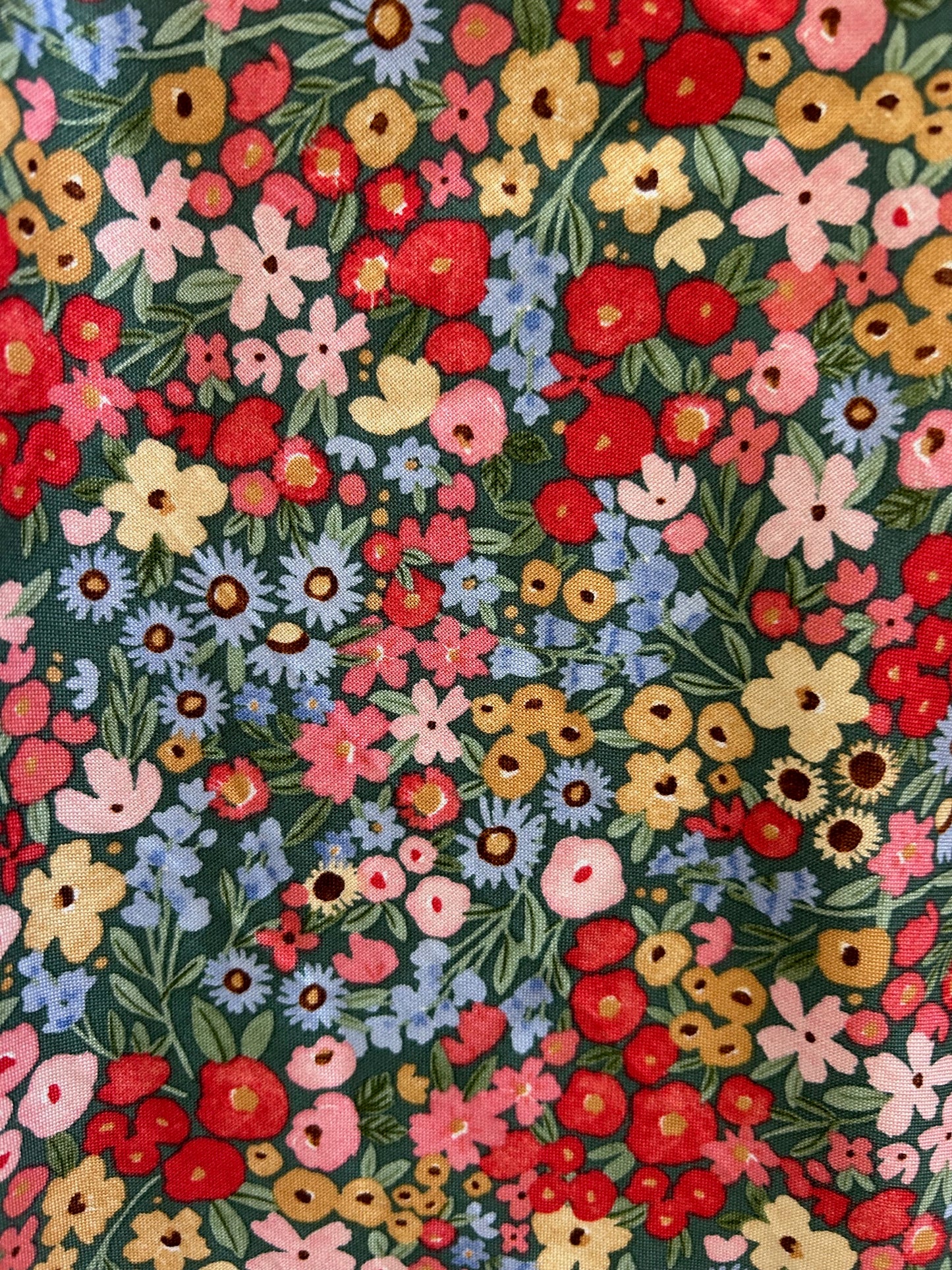 close up of the painted floral print
