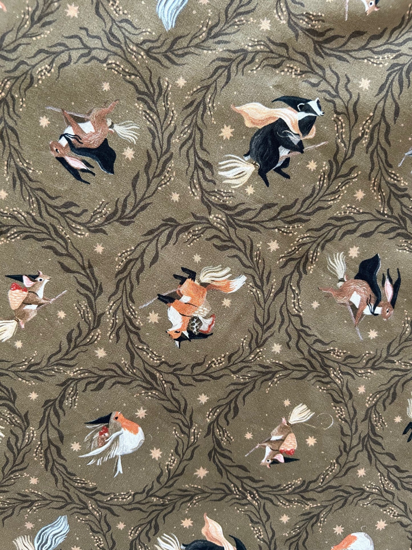 fabric close up of Witchy Animals Midi Dress