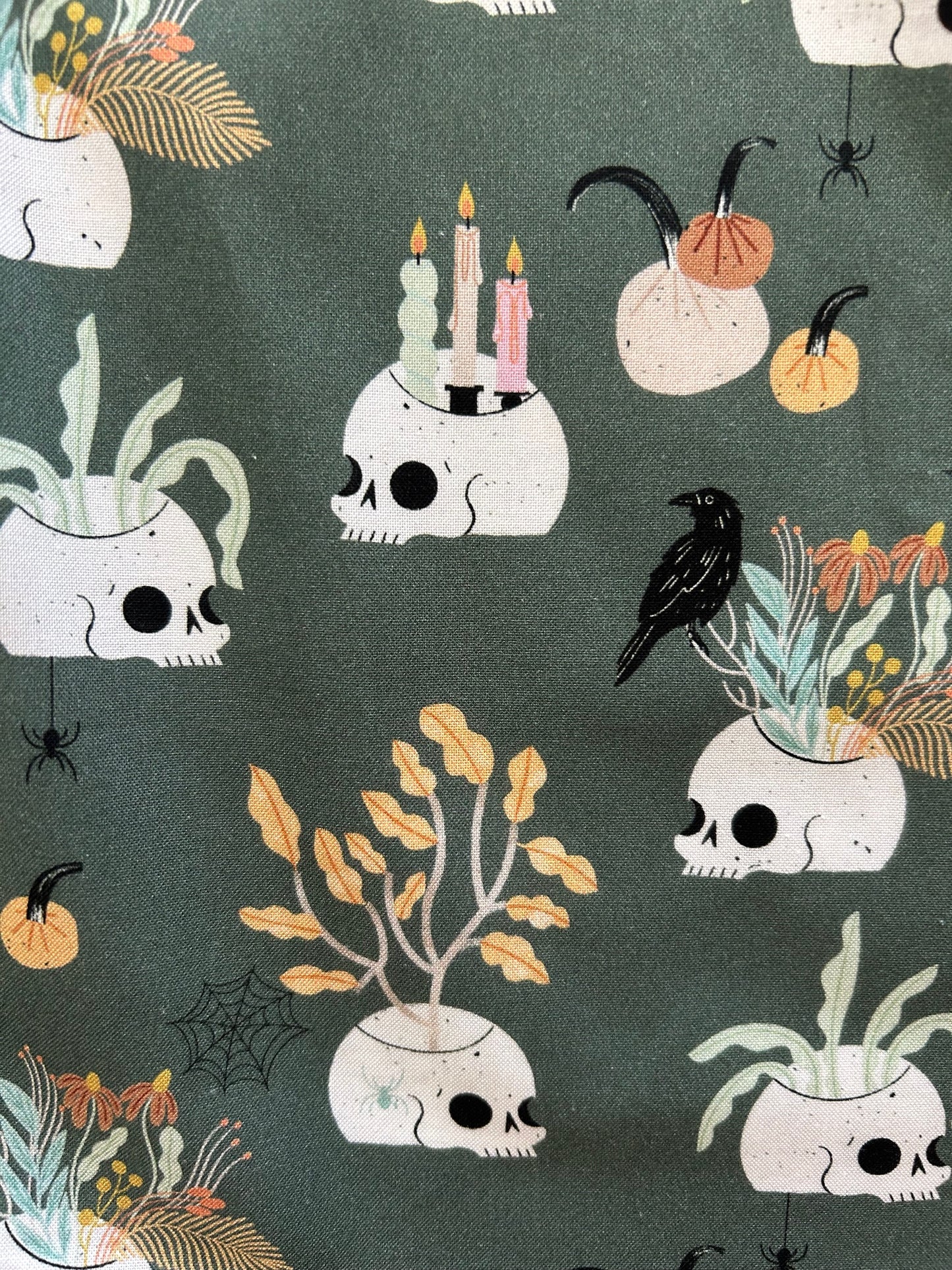fabric close up of Skulls & Candles Bow Top