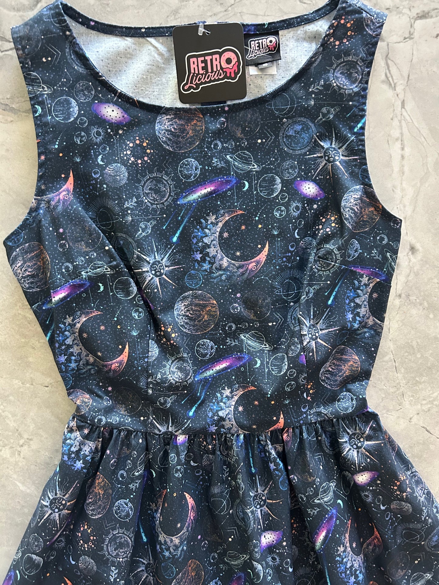 flatlay of bodice of space vintage dress