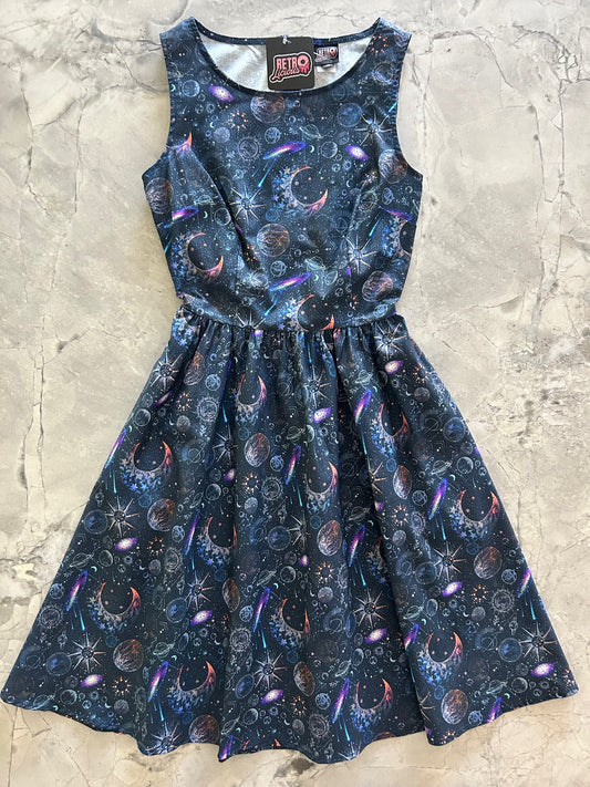 flatlay of space vintage dress