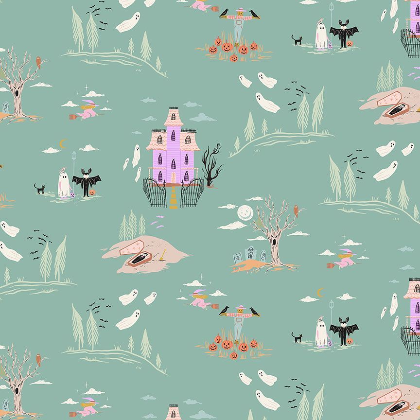 close up of spooky fun print