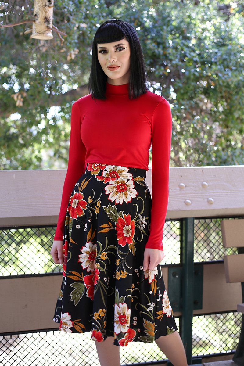Charlotte Skirt in Black Floral