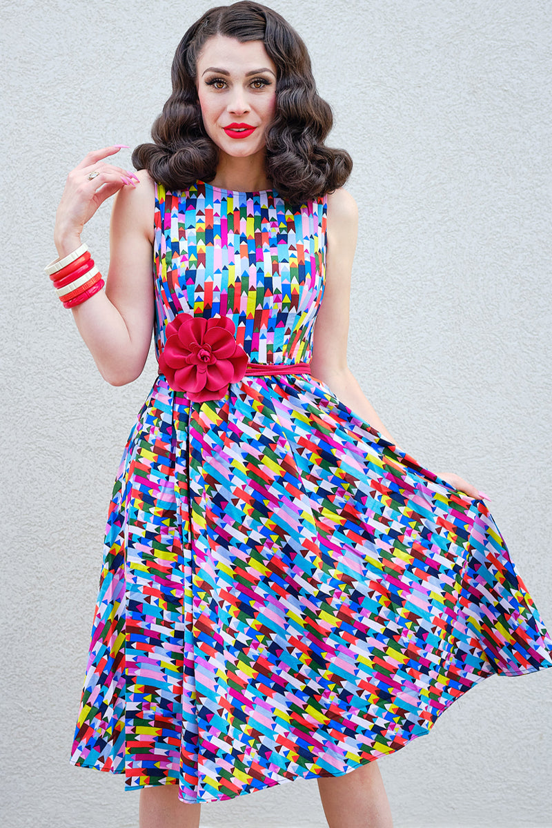 4629 Pencils Midi Dress - Small Only