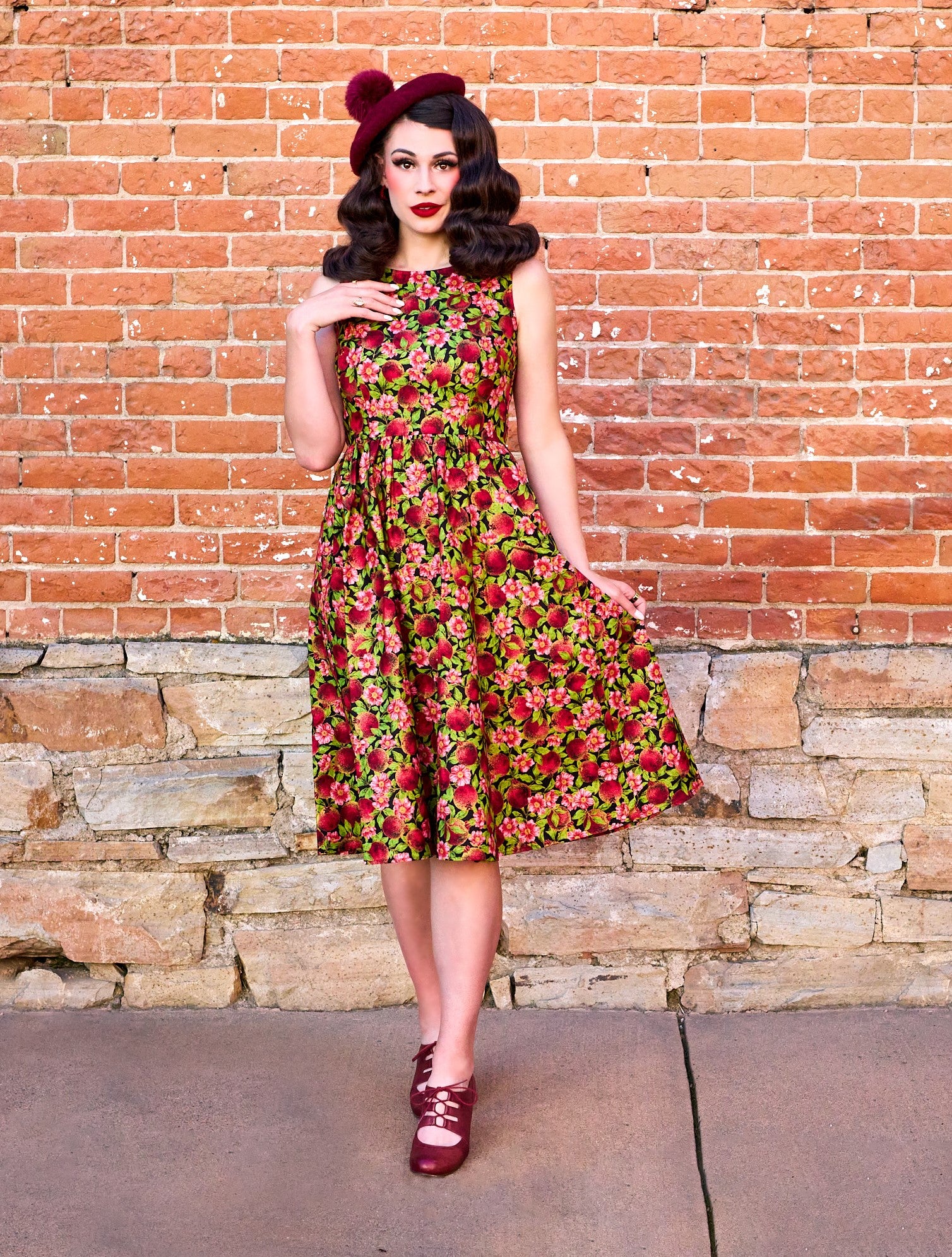 Pomegranate Midi Dress Vintage Retro Clothing – Retrolicious