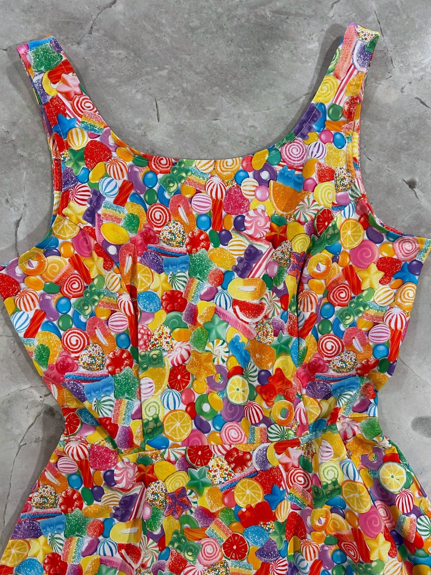 a flat lay of the candy skater dress