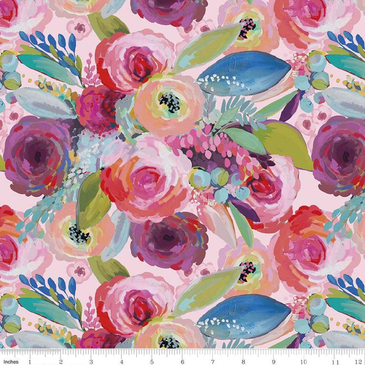 a close up of the fabric of the watercolor floral bow top