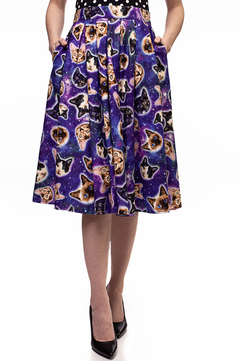 Doris Skirt in Space Cats Vintage Skirts Retrolicious
