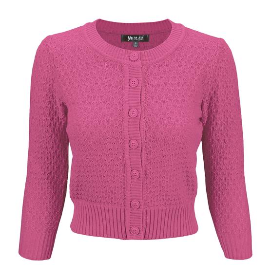 flat lay of pink waffle cardigan