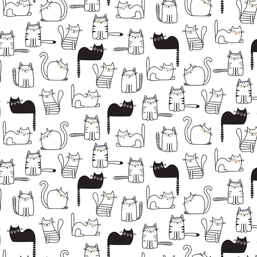 cats in black and white on white background
