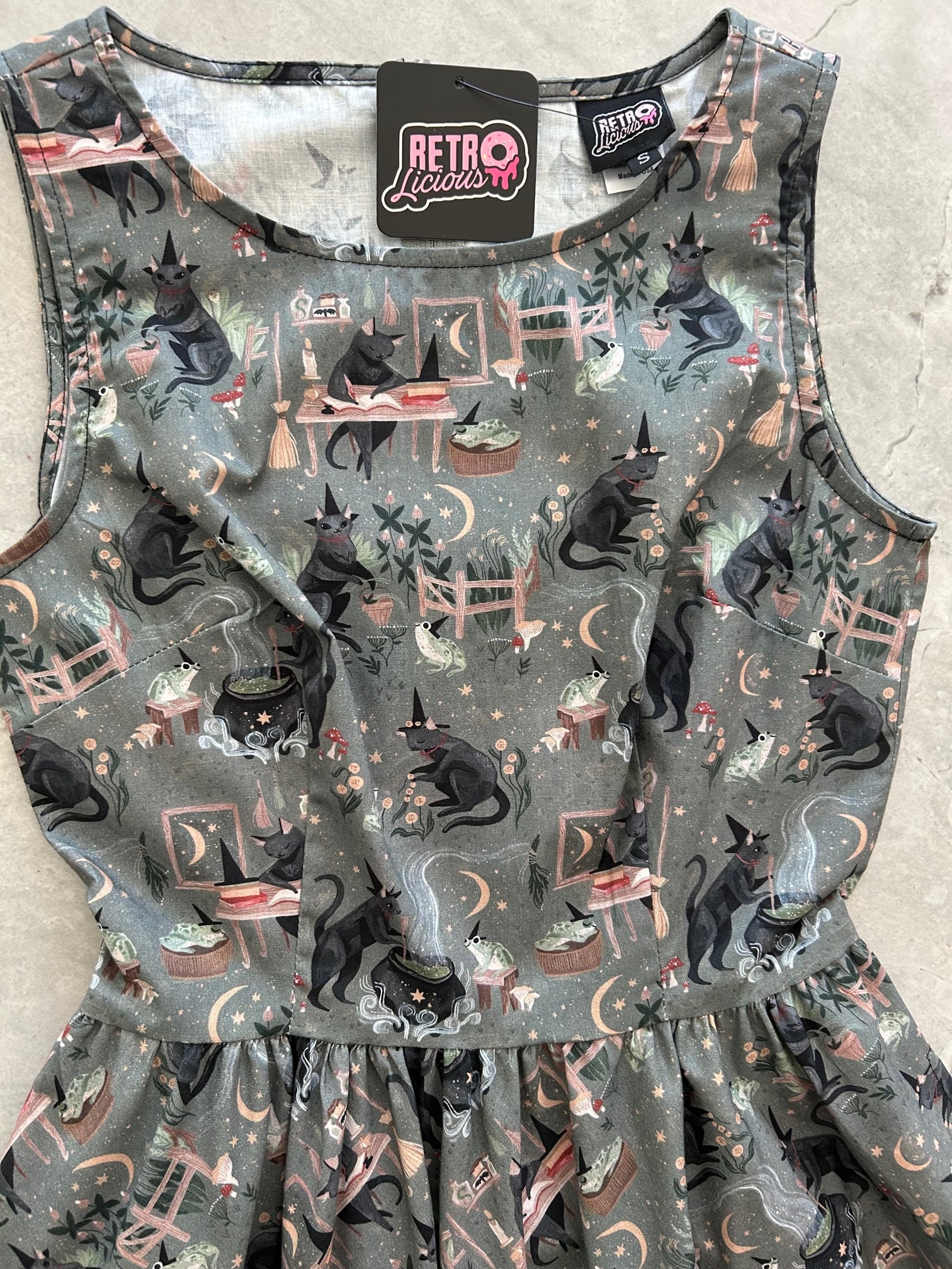 a front bodice of the Witchy Cat Dress