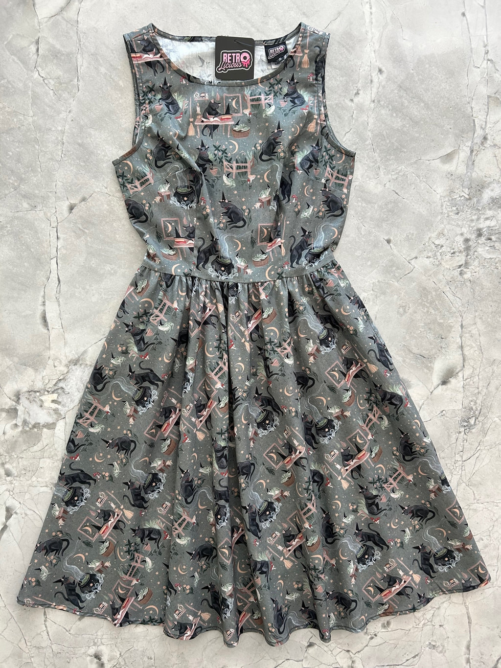 5149 Witchy Cats Vintage Dress - XS only