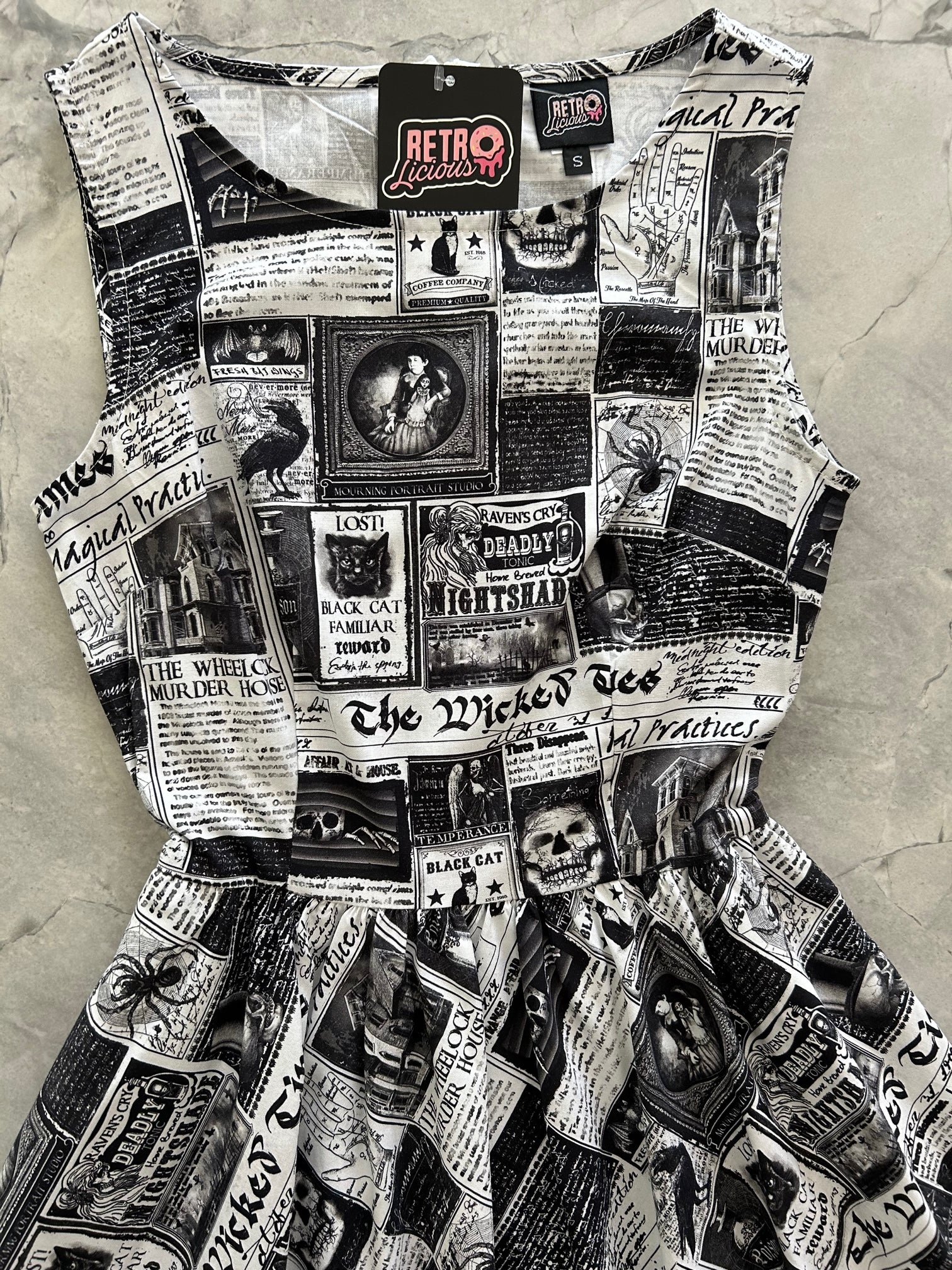 a bodice of our spooky print midi dress