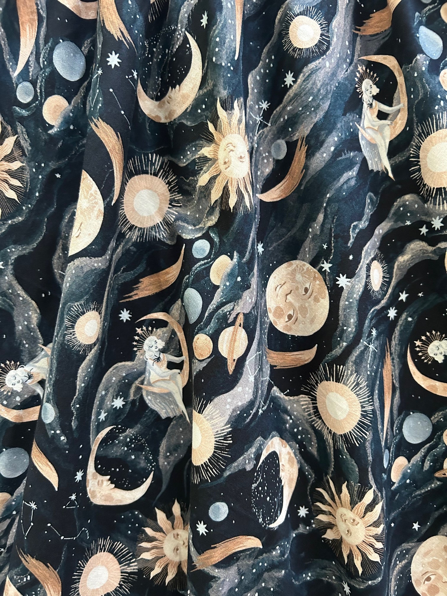 a close up of the fabric print of the luna midi dress