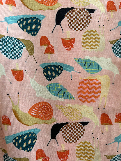 a close up of the fabric showing the snail print