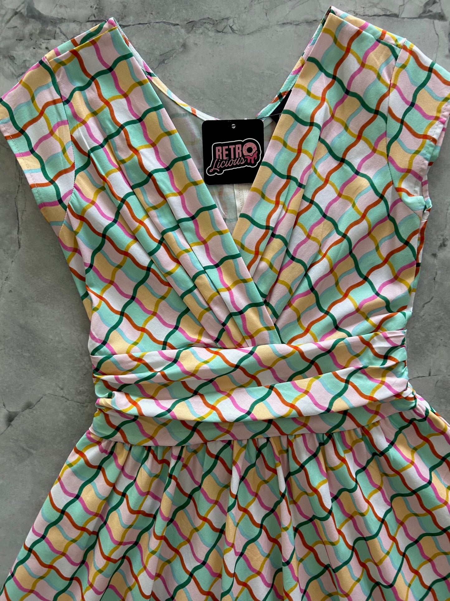 close up of bodice of greta dress