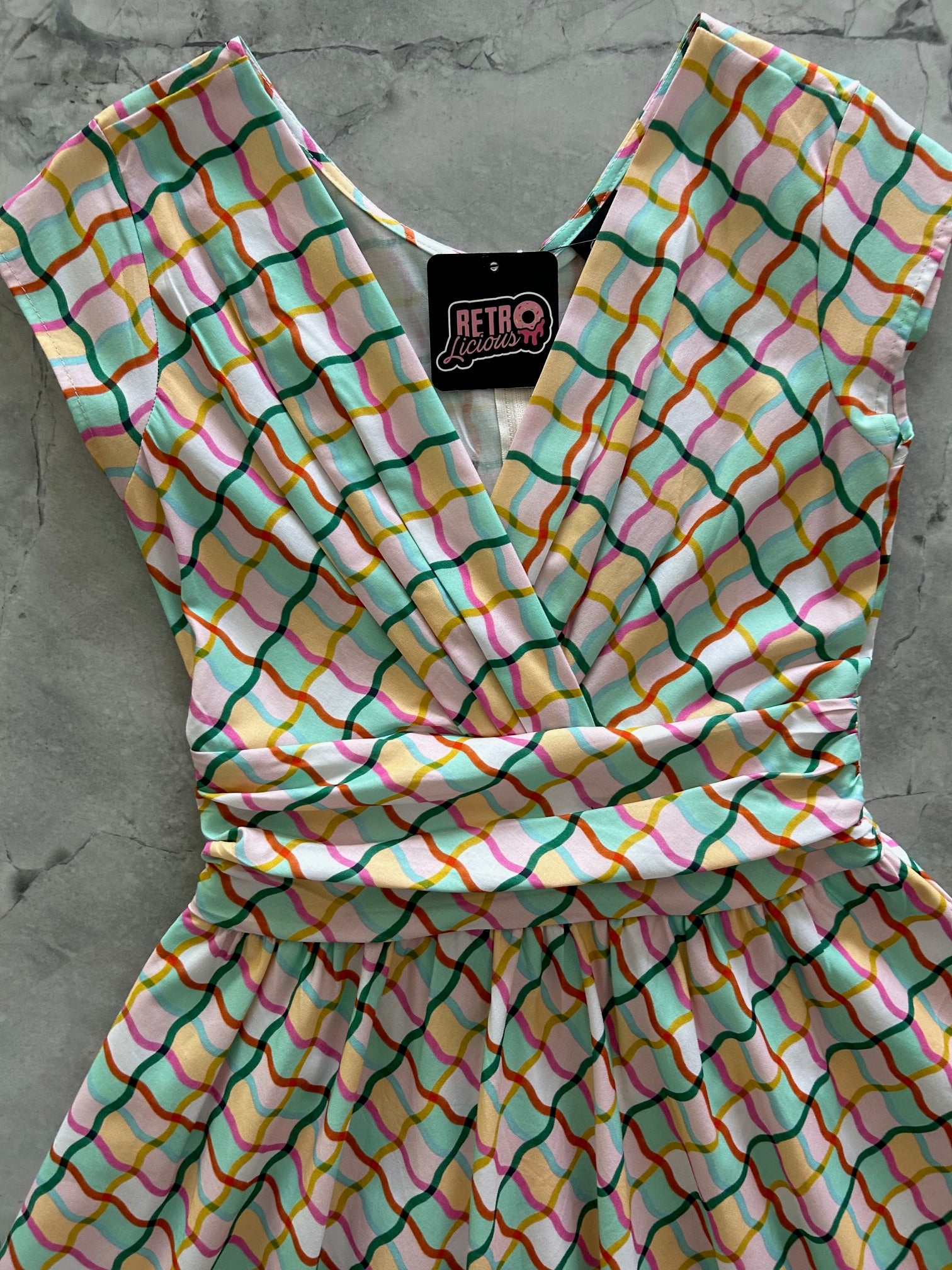 close up of bodice of greta dress