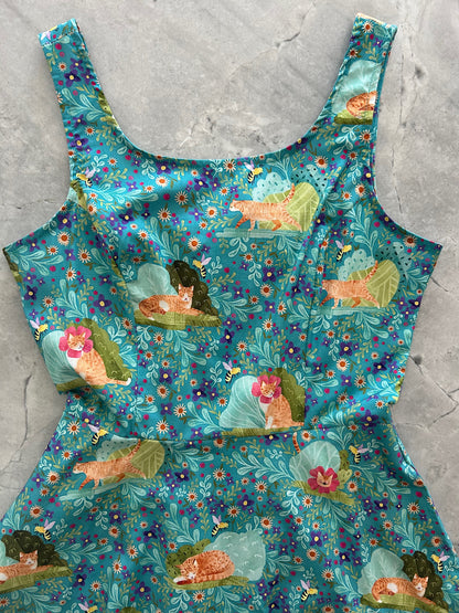 flat lay of the bodice of the cats skater dress