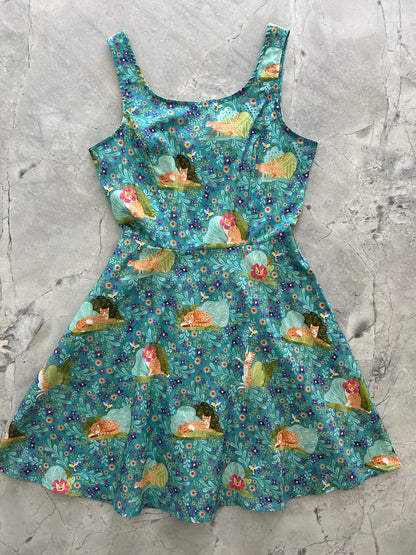 flat lay of the front of the cats skater dress