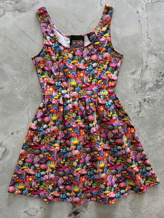 flatlay of front of the desert blooms shorter length dress