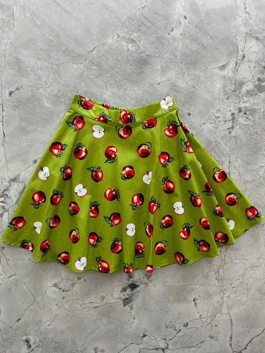 flatlay of apples skater skirt