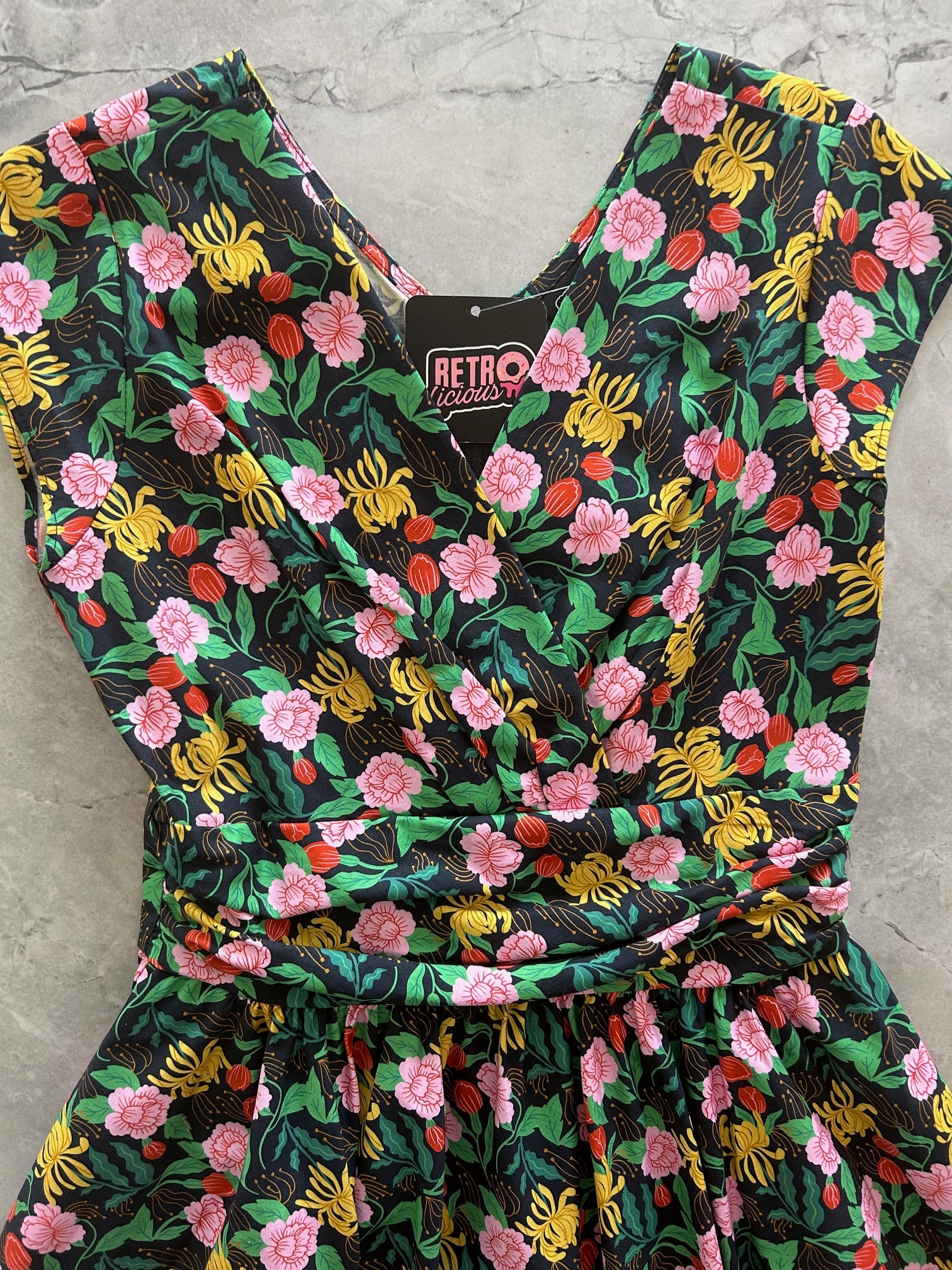 flatlay of bodice of floral greta dress