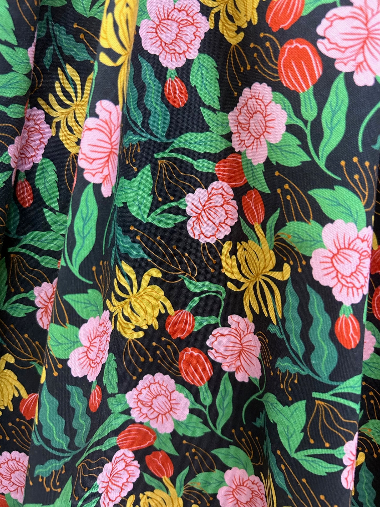 close upof floral greta showing the floral print