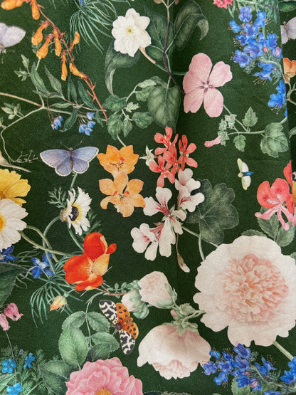 close up of the dark floral print
