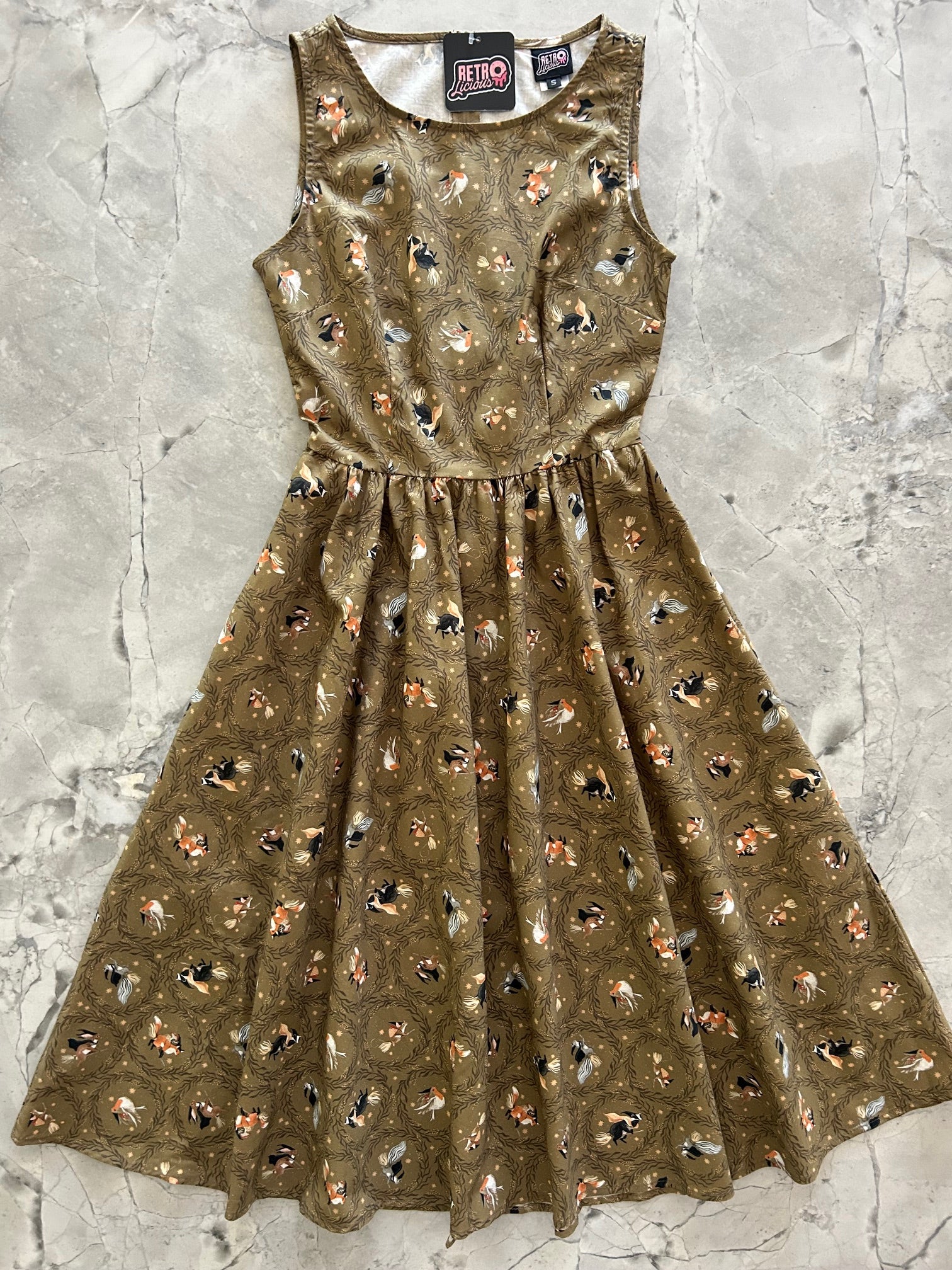 flatlay of Witchy Animals Midi Dress