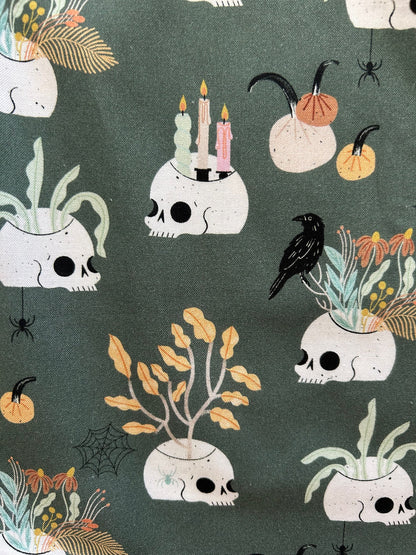 fabric close up of Skulls & Candles Bow Top