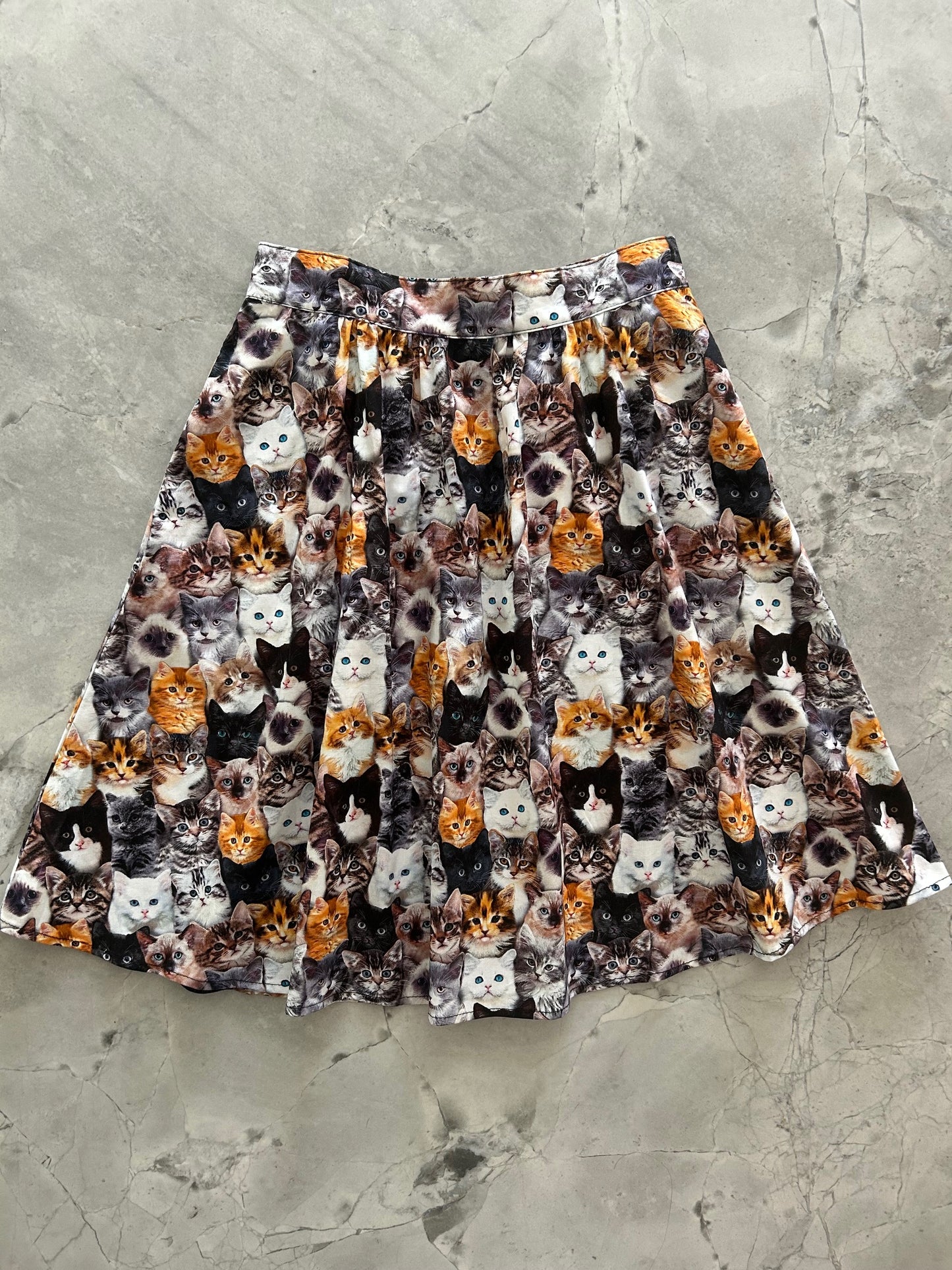flatlay of realistic cats a-line skirt