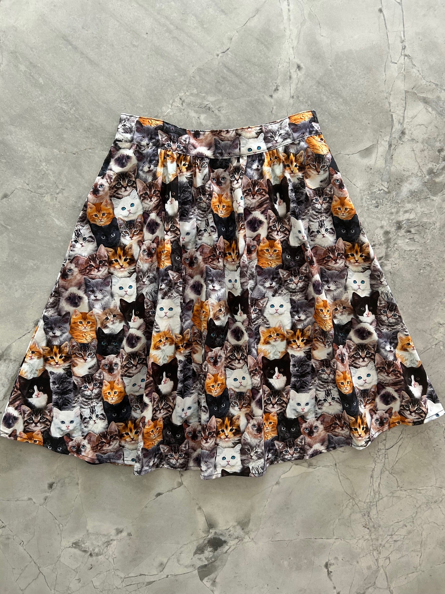 flatlay of realistic cats a-line skirt