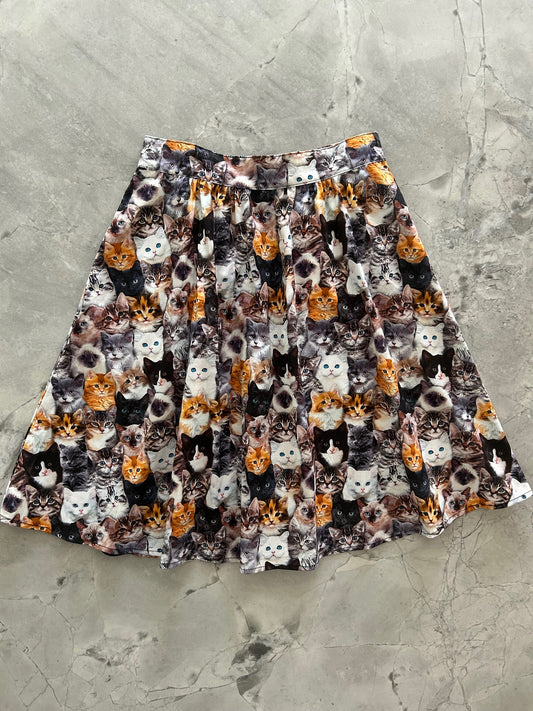 flatlay of realistic cats a-line skirt