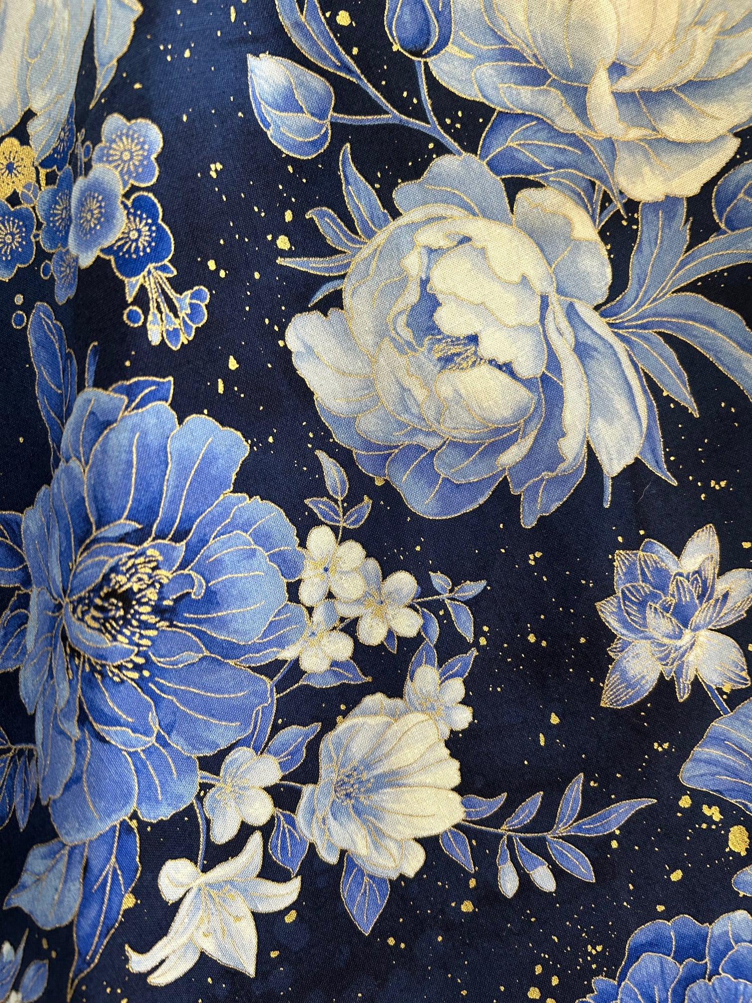 close up of metallic floral print