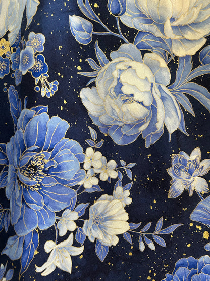 close up of metallic floral print