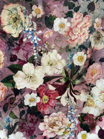 Floral pattern with various flowers on a textured background