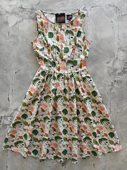 animal-patterned dress on a gray surface