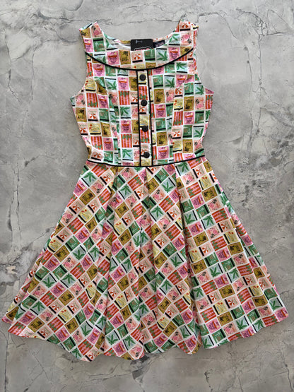 Patterned dress on a textured surface