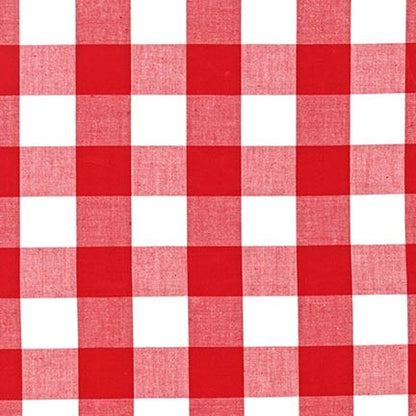 a close up of fabric of red and white gingham