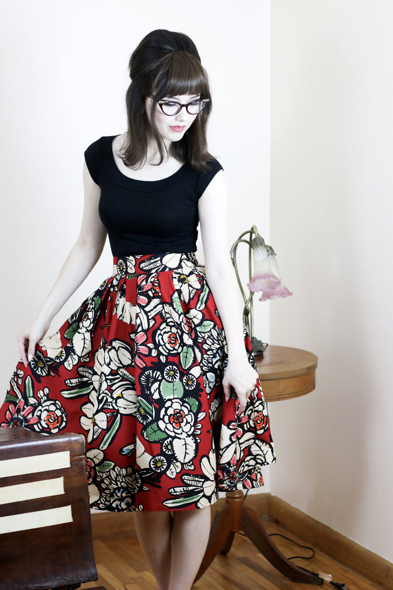 a full size image of a model wearing our Madison skirt in Frida
