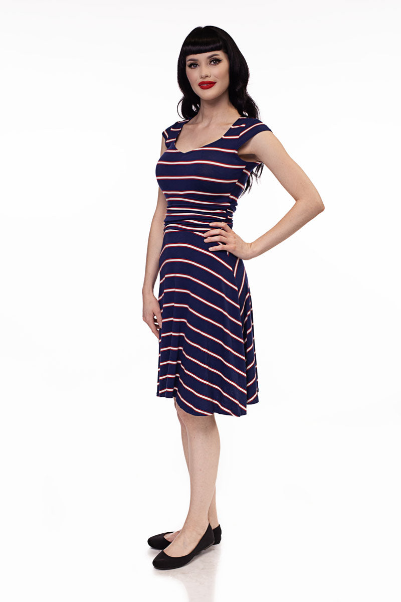 3971 Amelia Dress in Navy Stripes