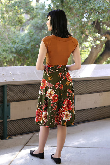 4131 Charlotte Skirt in Green Floral