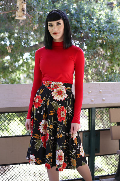4132 Charlotte Skirt in Black Floral