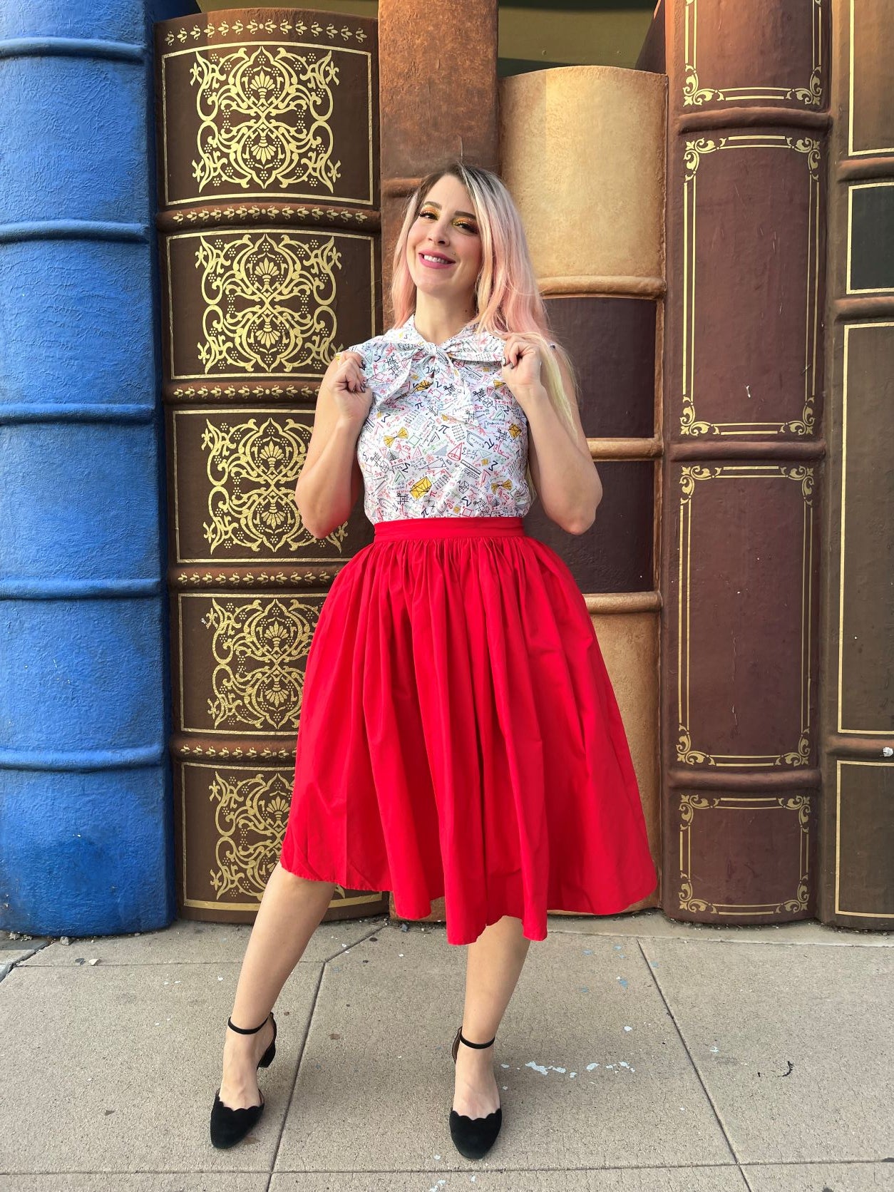 4998 Peggy Swing Skirt in Red