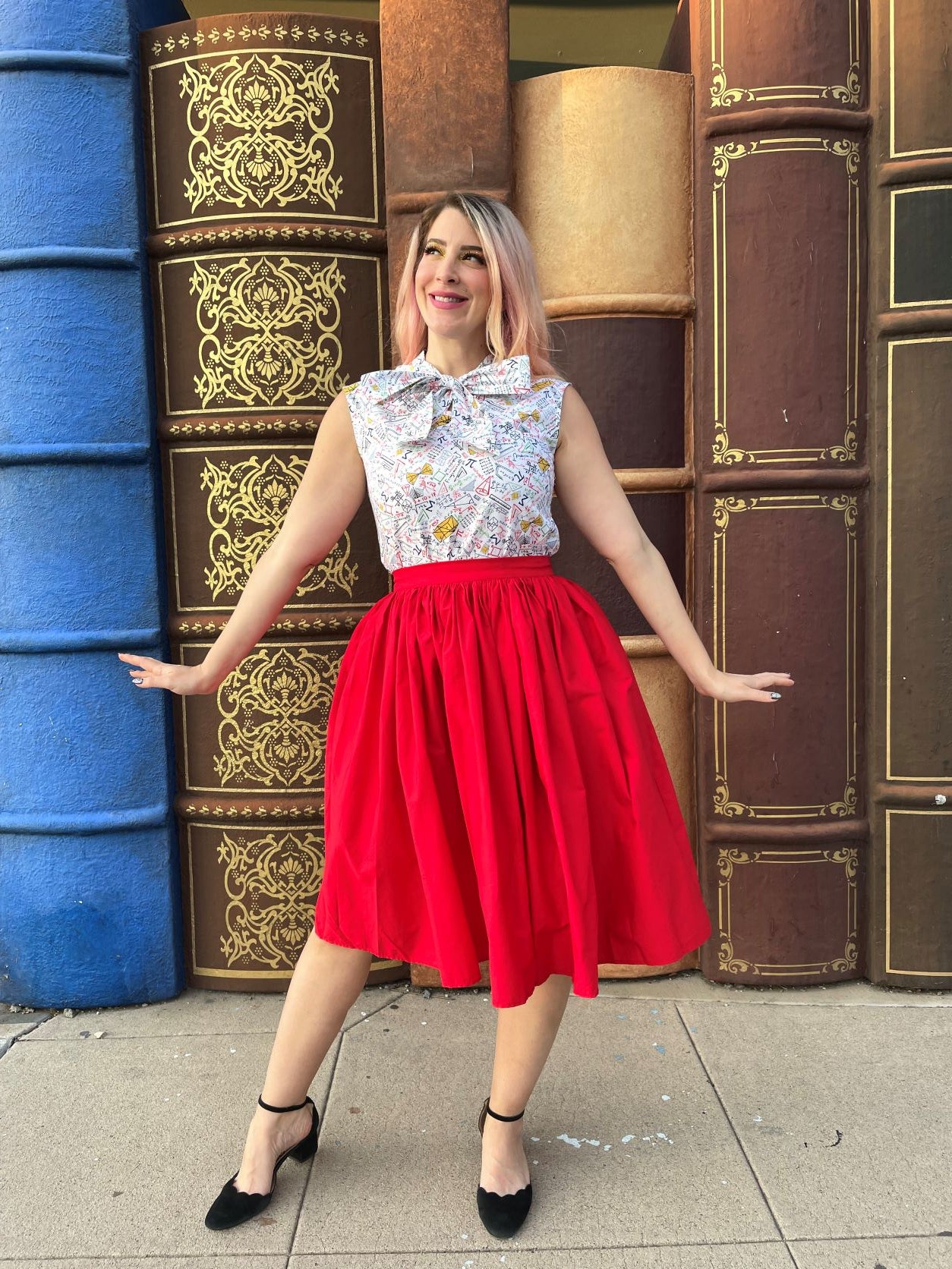 4998 Peggy Swing Skirt in Red